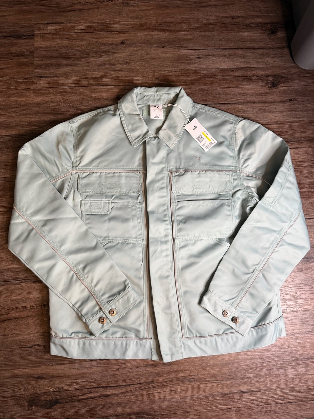 PUMA Select Button Front Racing Style Jacket Light Sage $200 NWT Men’s Size M